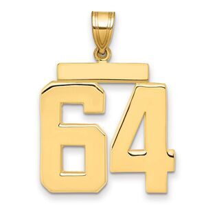 14k Yellow Gold, Athletic Collection, Large Polished Number 64 Pendant